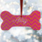 Pink & Orange Chevron Ceramic Dog Ornament w/ Monograms