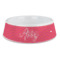 Pink & Orange Chevron Plastic Dog Bowl - Large (Personalized)