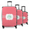 Pink & Orange Chevron 3 Piece Luggage Set - 20" Carry On, 24" Medium Checked, 28" Large Checked (Personalized)