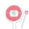 Pink & Orange Chevron 5.5" Round Plastic Stir Sticks - White - Single Sided (Personalized)