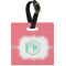 Pink & Orange Chevron Plastic Luggage Tag - Square w/ Monogram