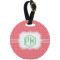 Pink & Orange Chevron Plastic Luggage Tag - Round (Personalized)