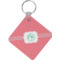 Pink & Orange Chevron Diamond Plastic Keychain w/ Monogram
