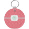 Pink & Orange Chevron Round Plastic Keychain (Personalized)