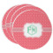 Pink & Orange Chevron Round Paper Coasters w/ Monograms
