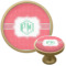 Pink & Orange Chevron Cabinet Knob - Gold (Personalized)
