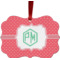 Pink & Orange Chevron Metal Frame Ornament - Double Sided w/ Monogram