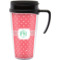 Pink & Orange Chevron Acrylic Travel Mug with Handle (Personalized)