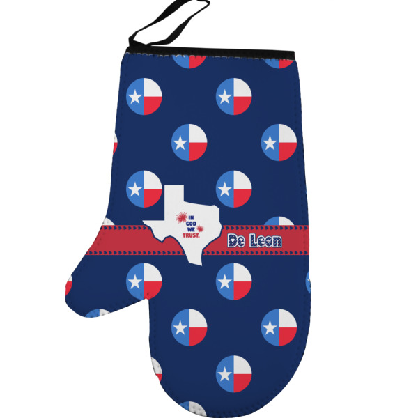 Custom Texas Polka Dots Left Oven Mitt (Personalized)