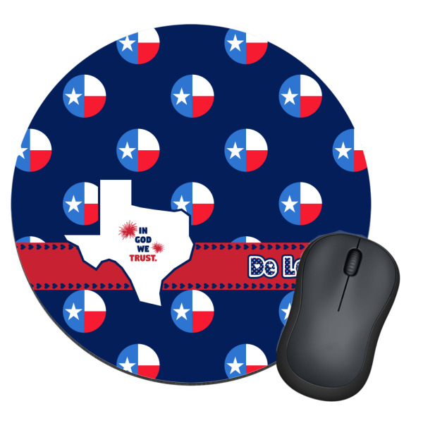 Custom Texas Polka Dots Round Mouse Pad (Personalized)