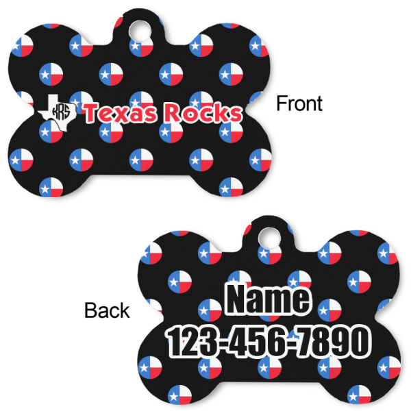 Custom Design - Bone Shaped Dog ID Tag - Small - Front & Back View