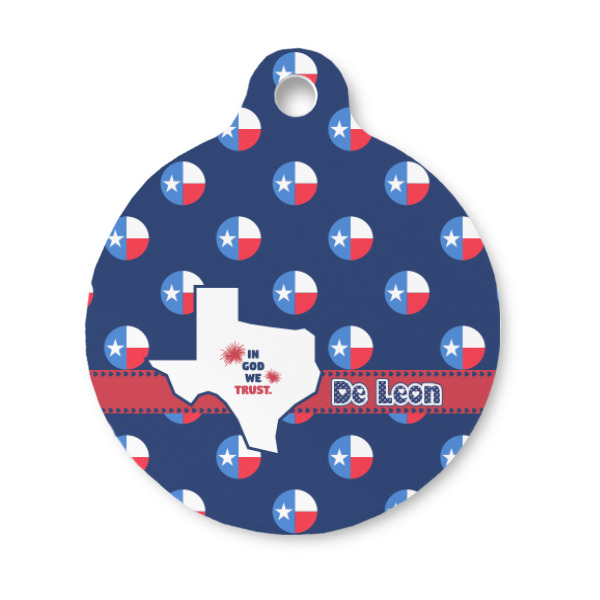 Custom Texas Polka Dots Round Pet ID Tag - Small (Personalized)