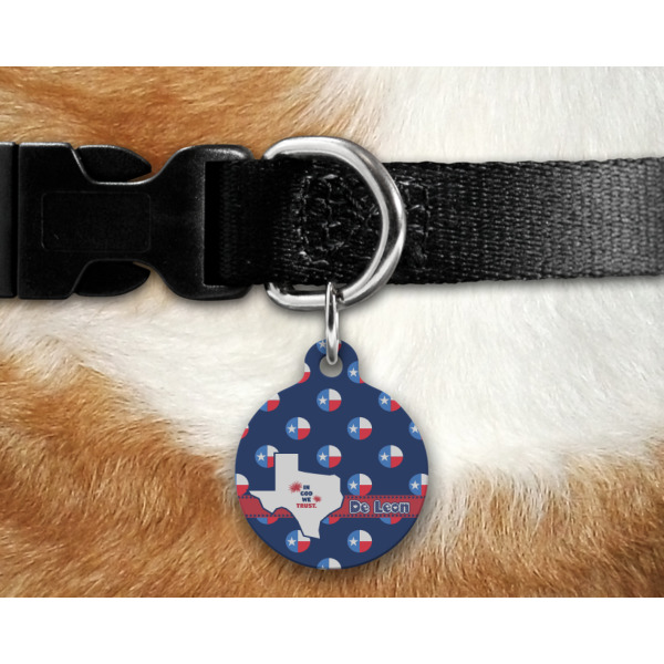 Custom Design - Round Pet Tag on Collar & Dog