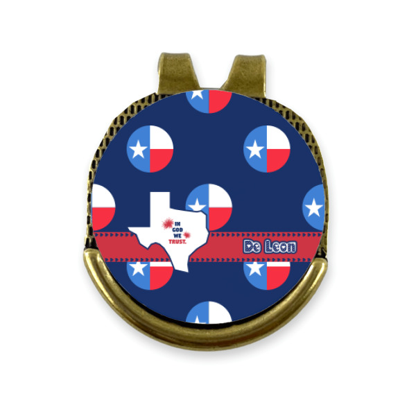 Custom Design - Golf Ball Marker Hat Clip Gold - Front