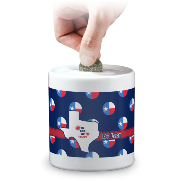 Custom Texas Polka Dots Coin Bank (Personalized)