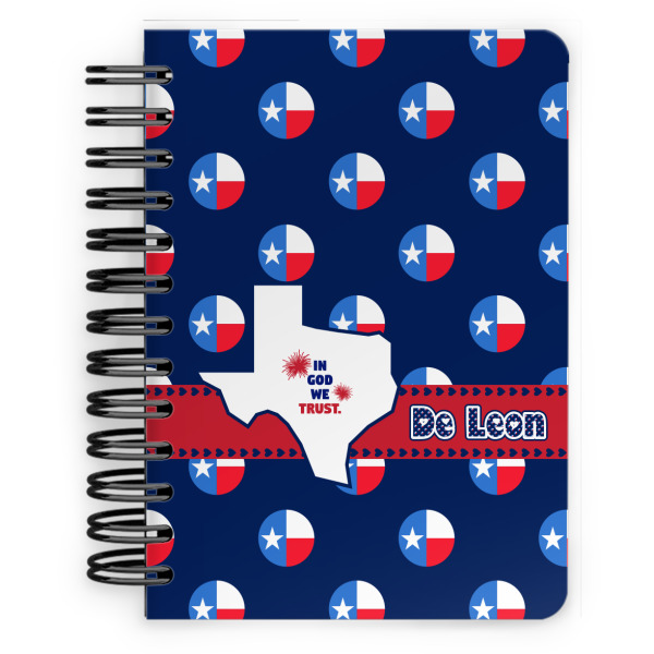 Custom Texas Polka Dots Spiral Notebook - 5x7 w/ Monogram