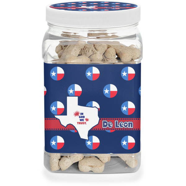 Custom Texas Polka Dots Dog Treat Jar (Personalized)