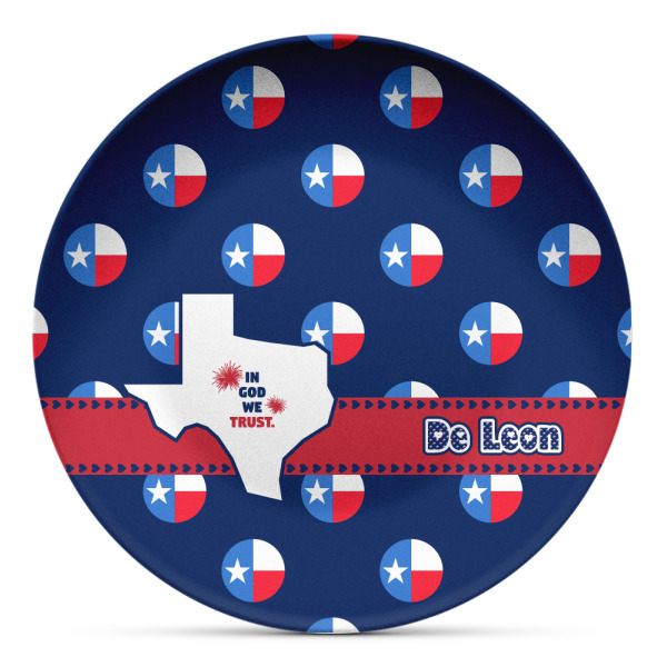 Custom Texas Polka Dots Microwave Safe Plastic Plate - Composite Polymer (Personalized)