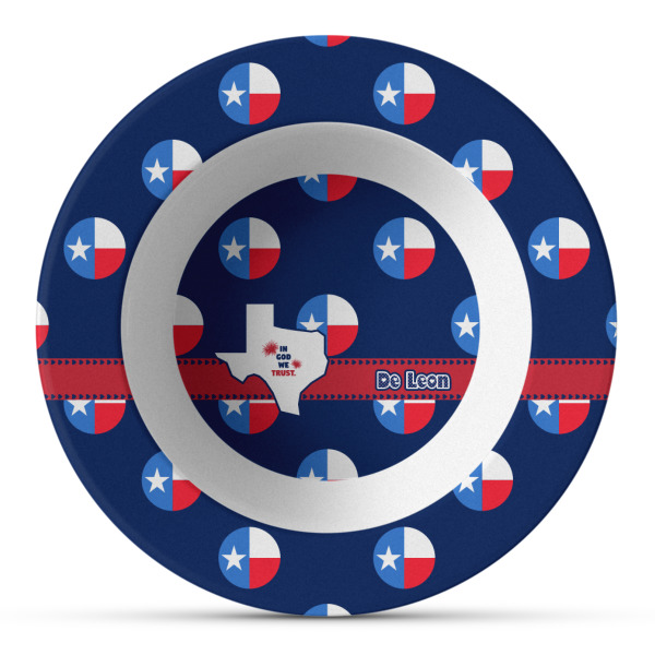 Custom Texas Polka Dots Plastic Bowl - Microwave Safe - Composite Polymer (Personalized)