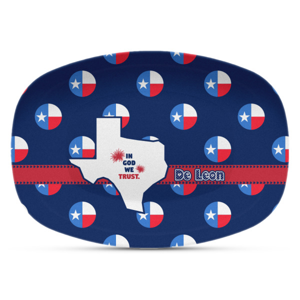 Custom Texas Polka Dots Plastic Platter - Microwave & Oven Safe Composite Polymer (Personalized)