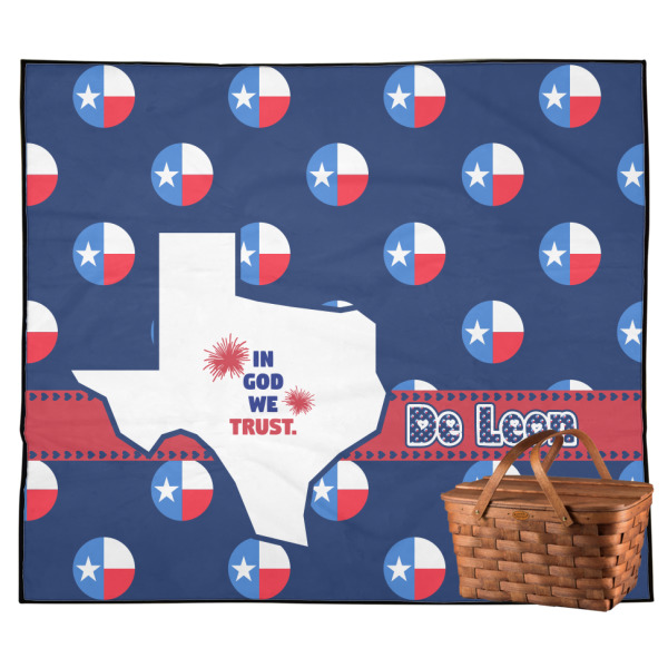 Custom Texas Polka Dots Outdoor Picnic Blanket (Personalized)