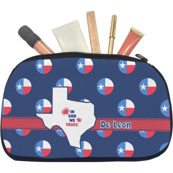 Custom Texas Polka Dots Makeup / Cosmetic Bag - Medium (Personalized)