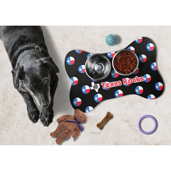 Custom Design - Bone Shaped Mat w/ Food & Water