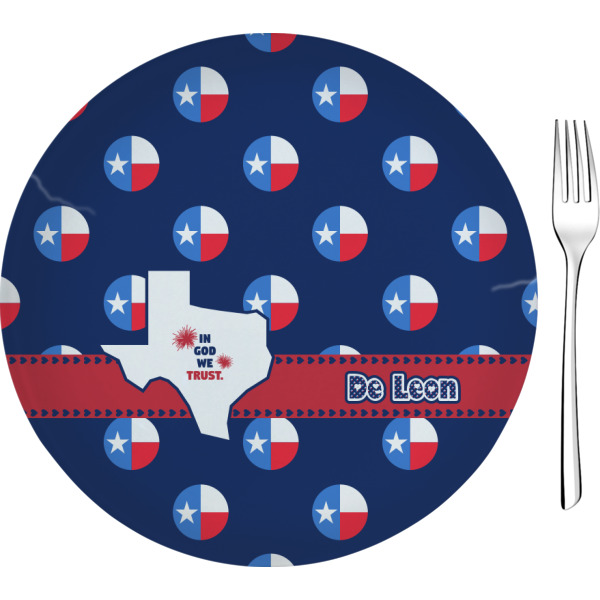 Custom Texas Polka Dots 8" Glass Appetizer / Dessert Plates - Single or Set (Personalized)