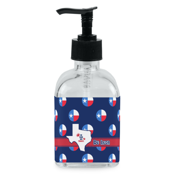 Custom Texas Polka Dots Glass Soap & Lotion Bottle - Single Bottle (Personalized)
