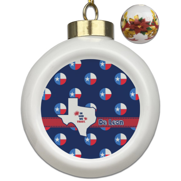 Custom Design Your Own Ceramic Ball Ornaments - Poinsettia Garland