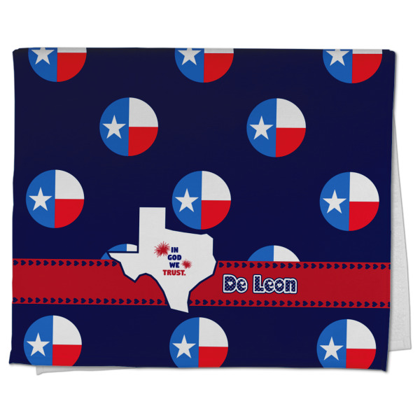 Custom Texas Polka Dots Kitchen Towel - Poly Cotton w/ Monograms
