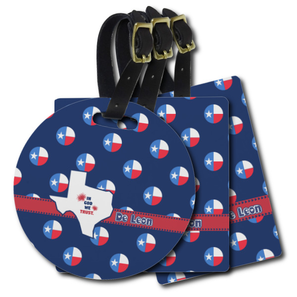 Custom Texas Polka Dots Plastic Luggage Tag (Personalized)