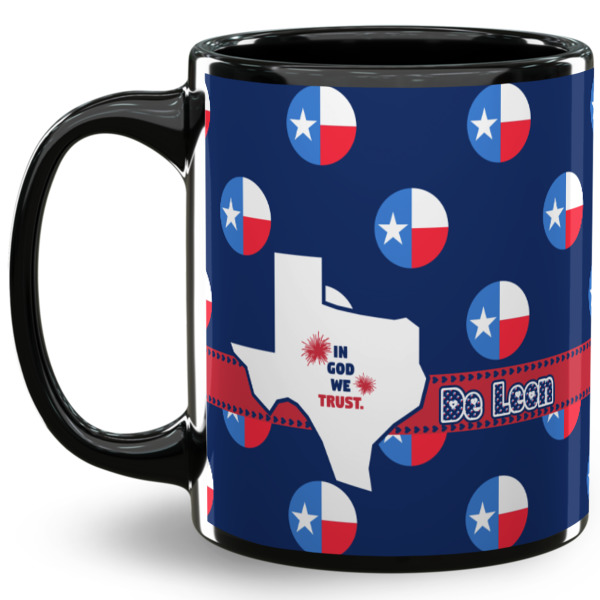 Custom Texas Polka Dots 11 Oz Coffee Mug - Black (Personalized)