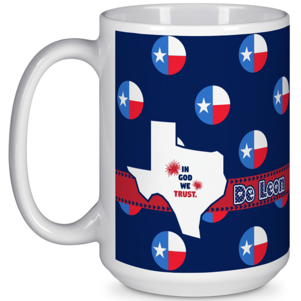 Custom Texas Polka Dots 15 Oz Coffee Mug - White (Personalized)