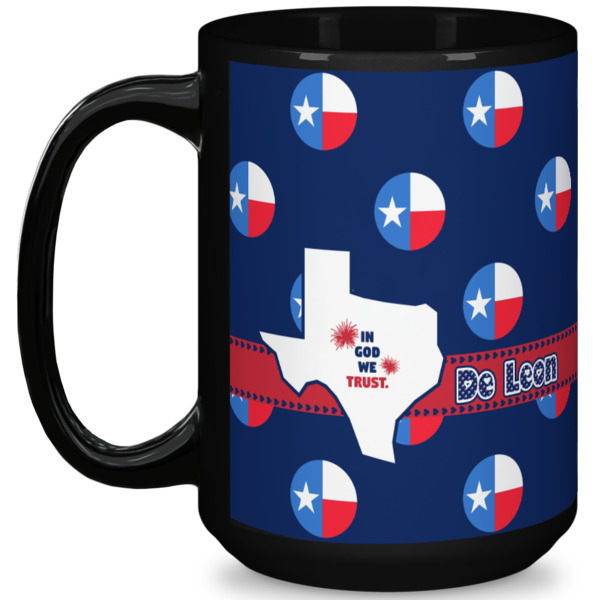 Custom Texas Polka Dots 15 Oz Coffee Mug - Black (Personalized)