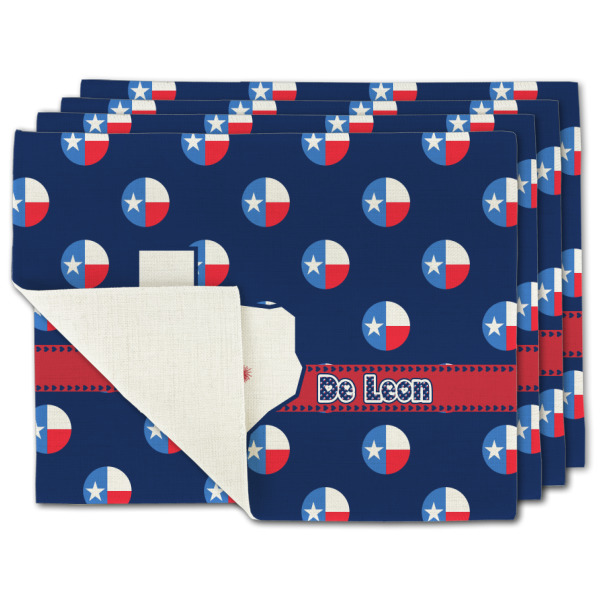 Custom Texas Polka Dots Single-Sided Linen Placemat - Set of 4 w/ Monogram