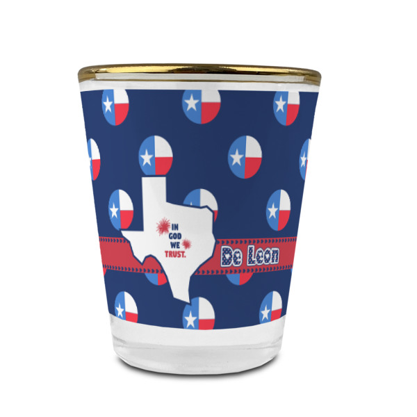 Custom Design - Glass Shot Glass - Gold Rim - Front