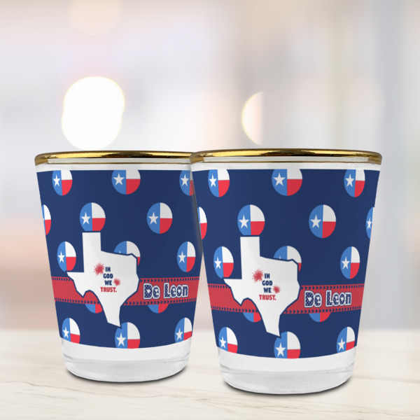 Custom Design - Glass Shot Glass - Gold Rim - Lifestyle