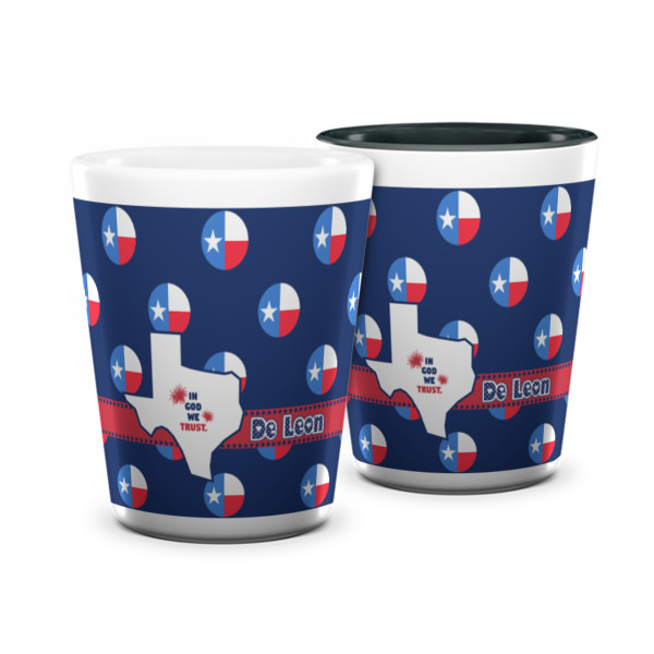 Custom Texas Polka Dots Ceramic Shot Glass - 1.5 oz (Personalized)