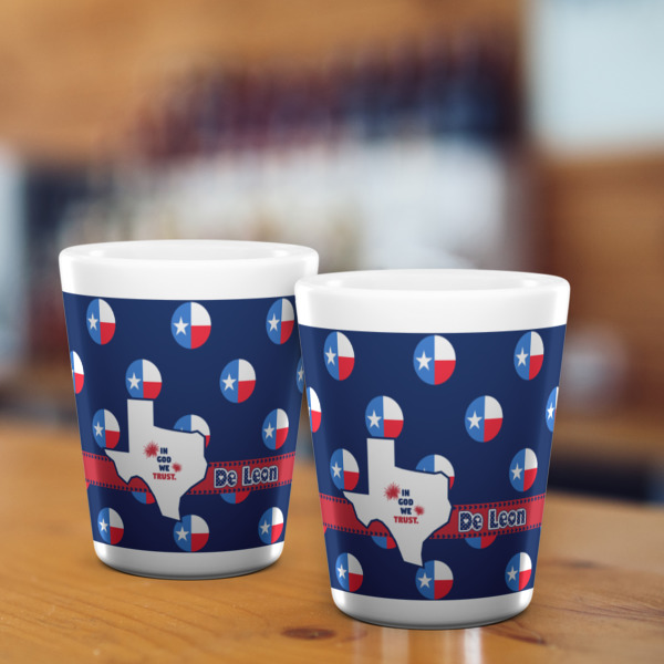 Custom Design - Ceramic Shot Glass - White - Lifestyle