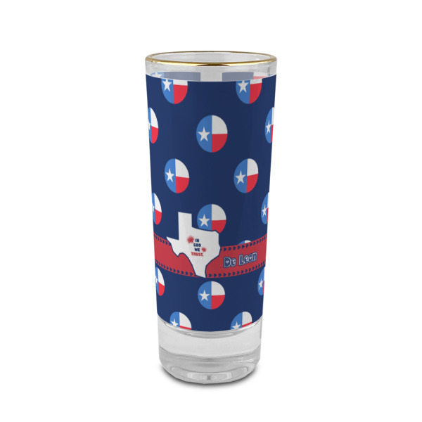 Custom Texas Polka Dots 2 oz Shot Glass - Glass with Gold Rim (Personalized)