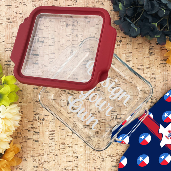 Custom Design - Glass Cake Dish - 8"x8" - Lifestyle