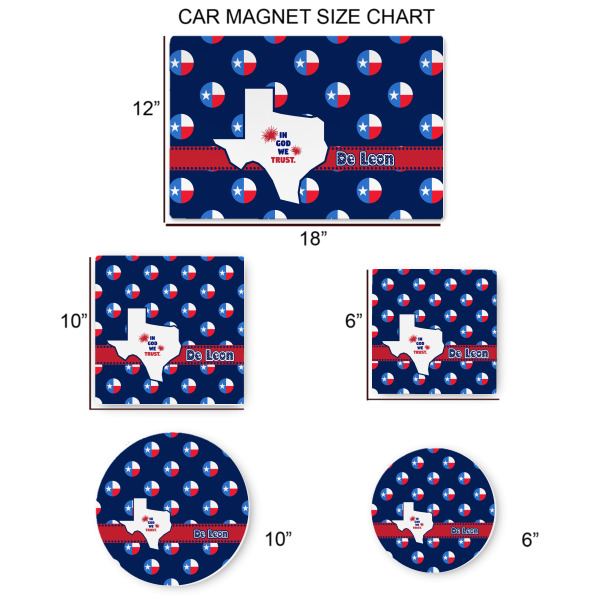 Custom Design - Car Magnets - SIZE CHART