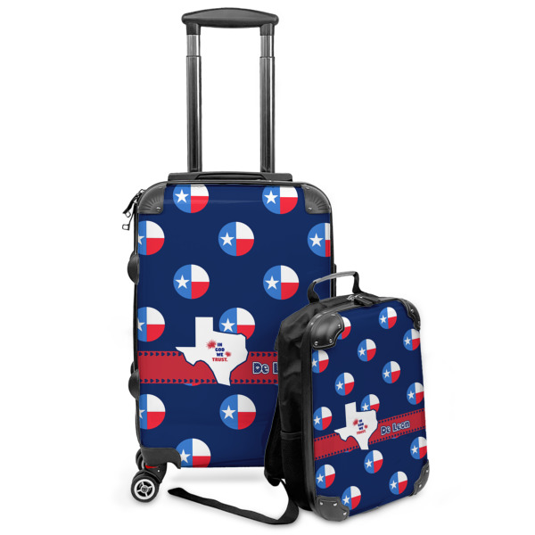 Custom Texas Polka Dots Kids 2-Piece Luggage Set - Suitcase & Backpack (Personalized)