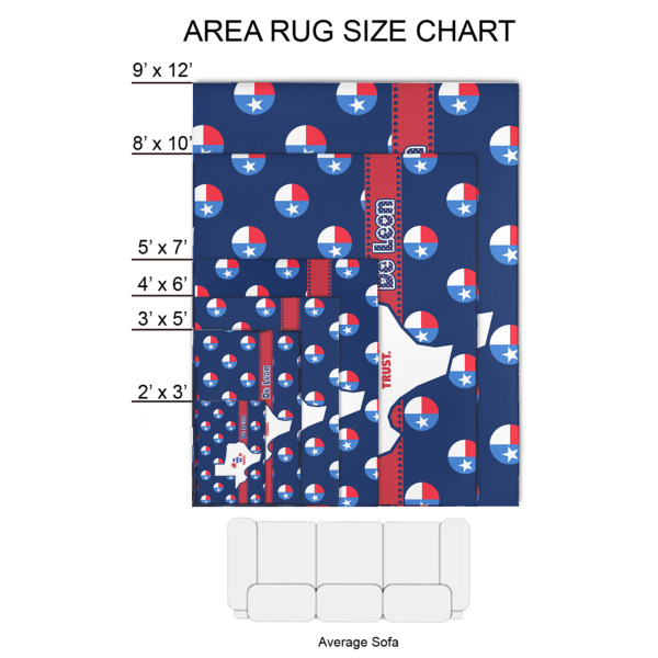 Custom Design - 2'x3' Indoor Area Rugs - Size Chart