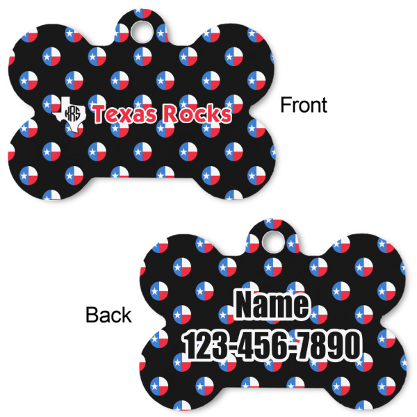 Custom Design - Bone Shaped Dog ID Tag - Large - Front & Back View