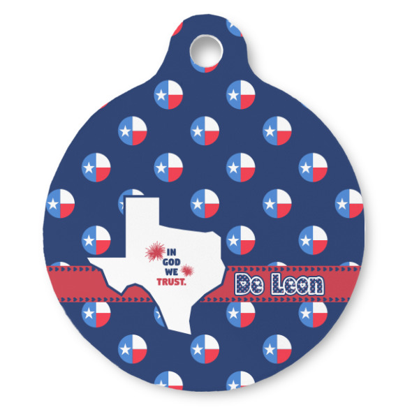 Custom Texas Polka Dots Round Pet ID Tag (Personalized)