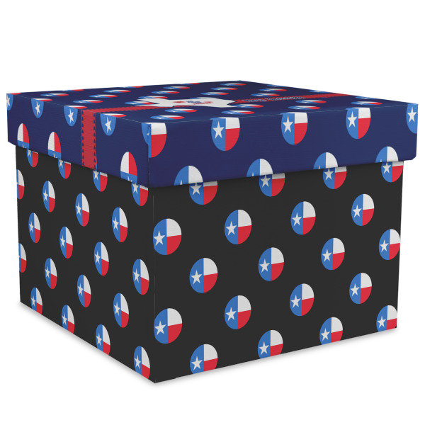 Custom Texas Polka Dots Gift Box with Lid - Canvas Wrapped - XX-Large (Personalized)