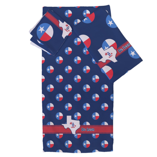 Custom Texas Polka Dots Bath Towel Set - 3 Pcs (Personalized)