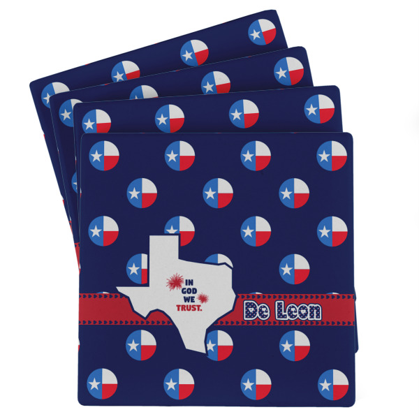 Custom Texas Polka Dots Absorbent Stone Coasters - Set of 4 (Personalized)